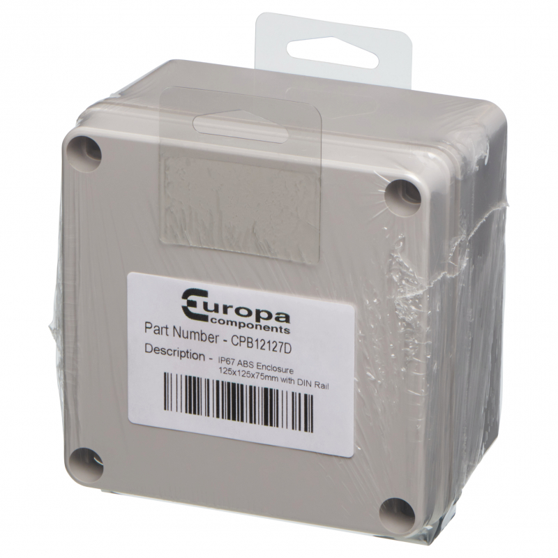 125 x 125 x 75 IP67 POS ABS Enclosures Complete with Din Rail Europa