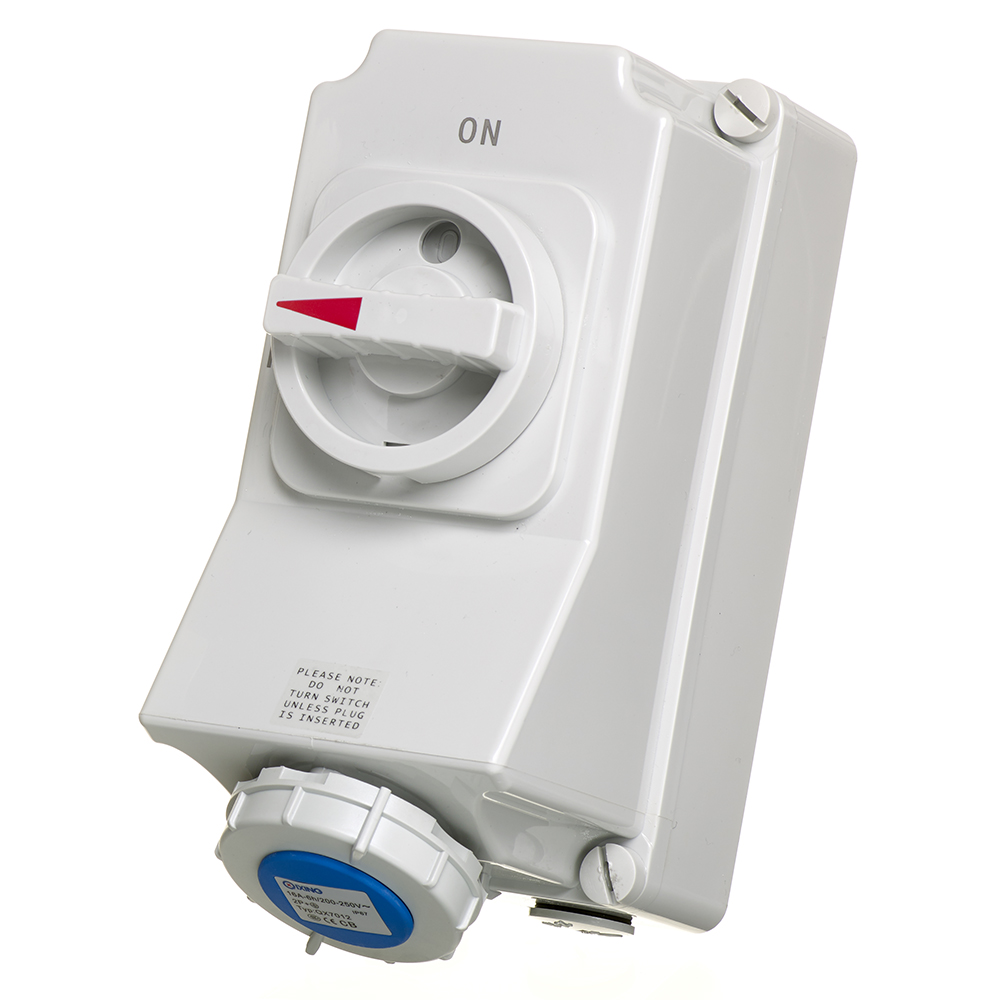 IP67 Weatherproof Switched Interlocked Sockets 110V, 16A, 2P + E Europa