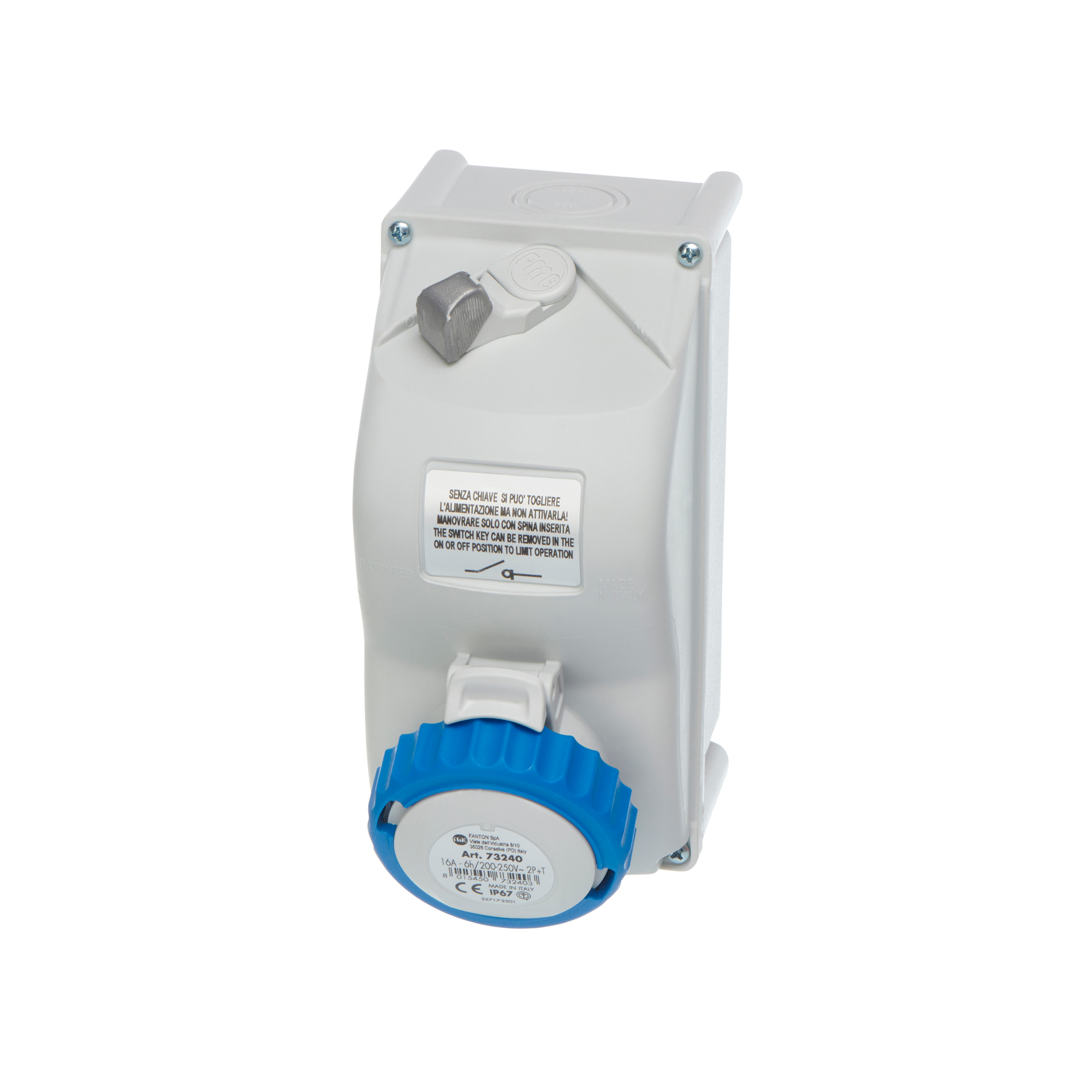 IP67 Interlocked Switched Sockets (with key) 110V, 16A, 2P + E Fibox